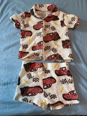 Lightning McQueen 2t button down shirt and shorts